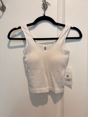 Altar’d State White Built in Bra Ribbed Tank Top - Women's Sleeveless Knit